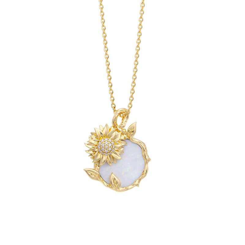 Gold Sunflower Sterling Silver Necklace