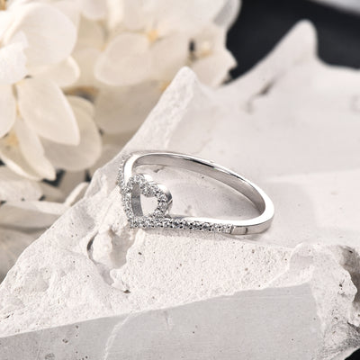 Wishbone Heart Engraved Sterling Silver Ring