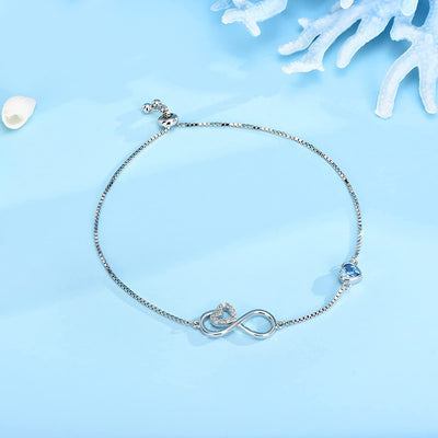 Love Heart Crystal Sterling Silver Bracelet