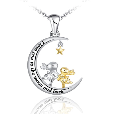 Double Rabbit Moon Sterling Silver Necklace