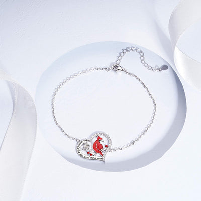 DISTANCE Red Cardinal Bird Heart Pendant Bracelet