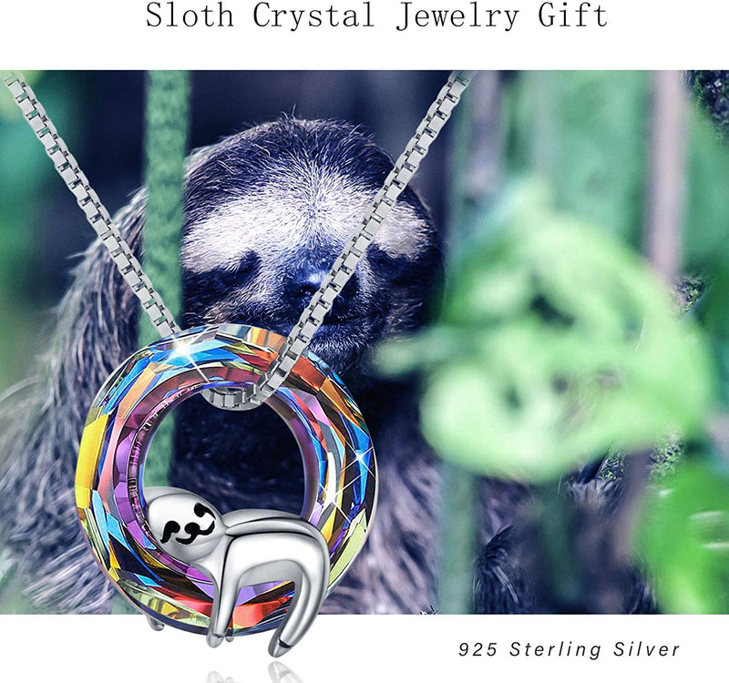 Cute Sloth Crystal Sterling Silver Necklace