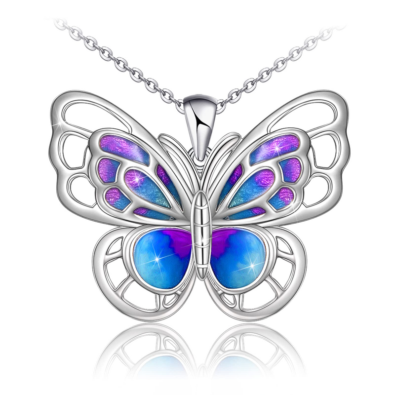 Colorful Butterfly Sterling Silver Necklace