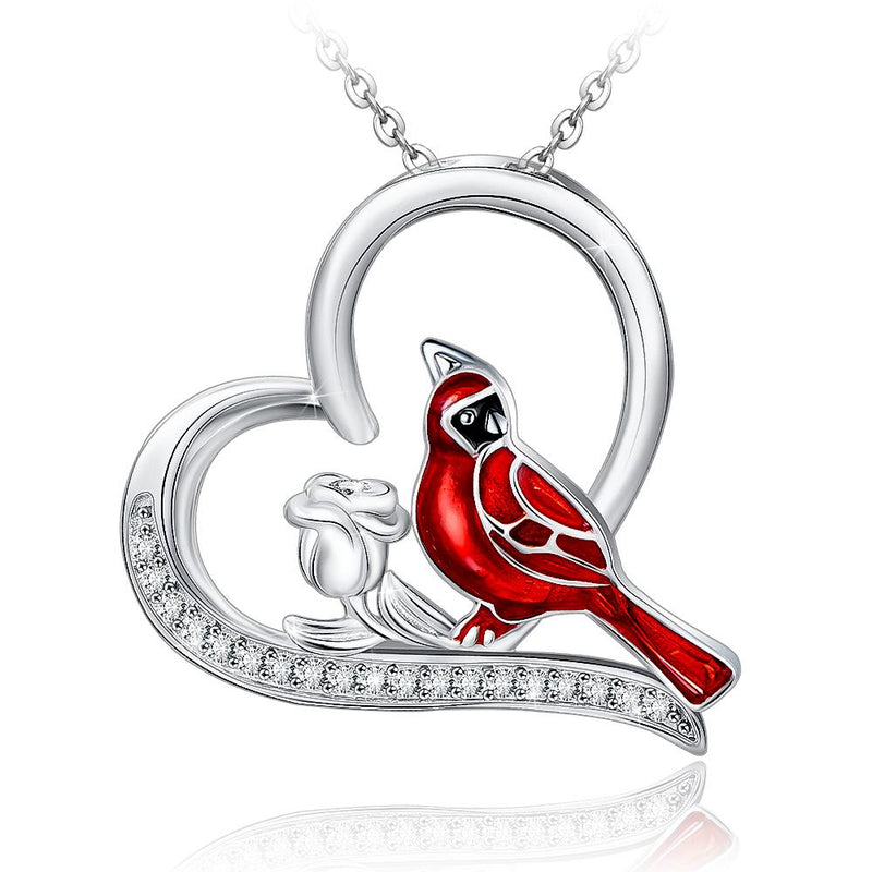 Cardinal Rose Heart Sterling Silver Necklace