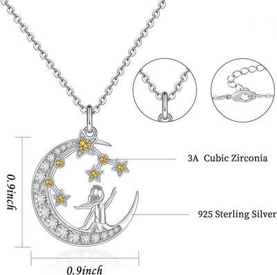 Zodiac 12 Constellation Sagittarius Birthstone Sterling Silver Necklace