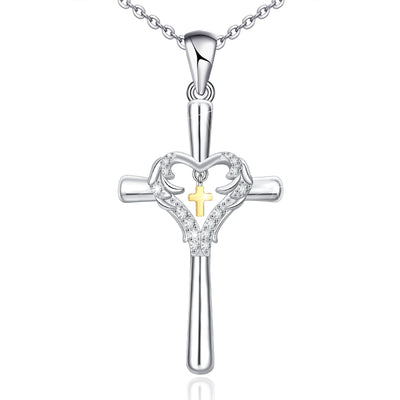 Double Cross Sterling Silver Necklace