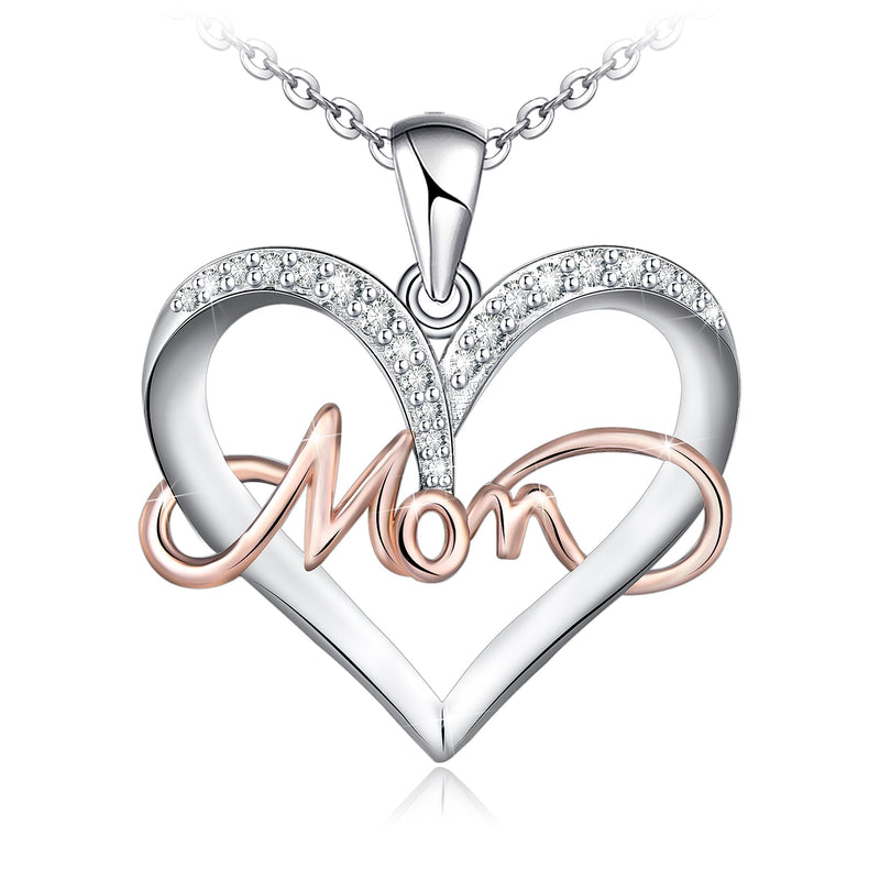 Mom Love Heart Sterling Silver Necklace