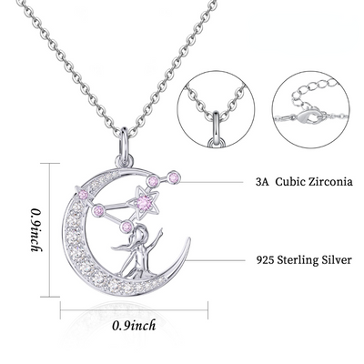 Zodiac Libra 12 Constellation Birthstone Necklace Sterling Silver