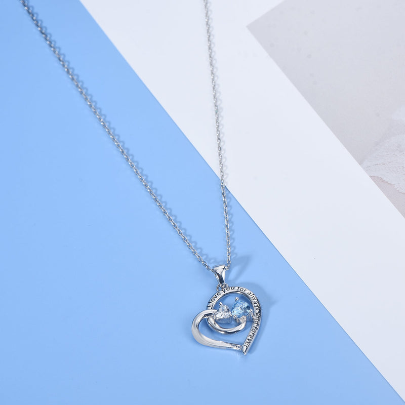 Double Zircon Heart Sterling Silver Necklace