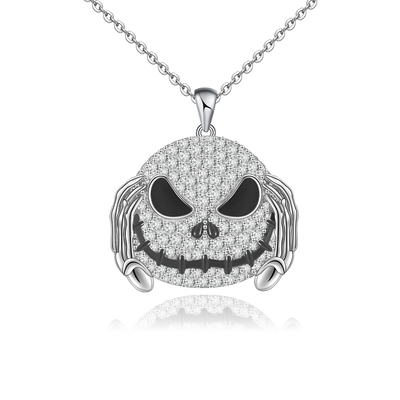 Halloween Pumpkin Skull Sterling Silver Necklace