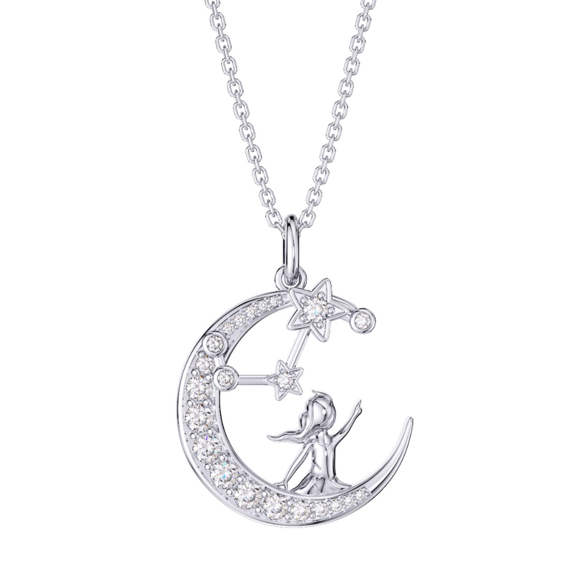 Zodiac Aries 12 Constellation Birthstone Necklace Sterling Silver