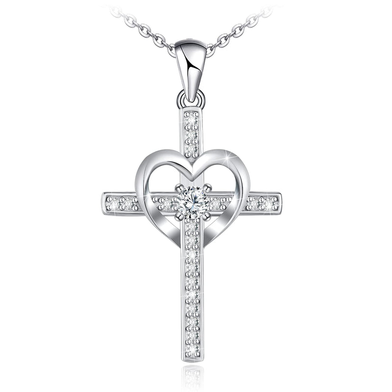 Cross Heart Sterling Silver Necklace