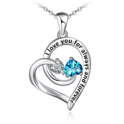 Double Zircon Heart Sterling Silver Necklace