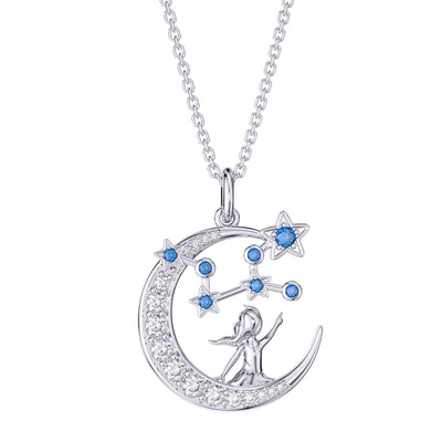 Zodiac Virgo 12 Constellation Birthstone Necklace Sterling Silver