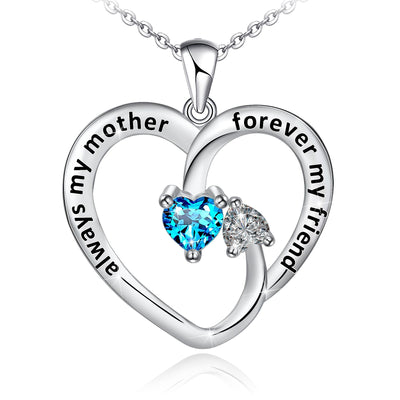 Two Zircon Heart Sterling Silver Necklace