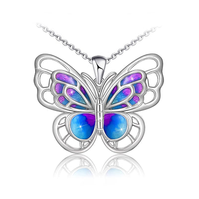 Colorful Butterfly Sterling Silver Necklace