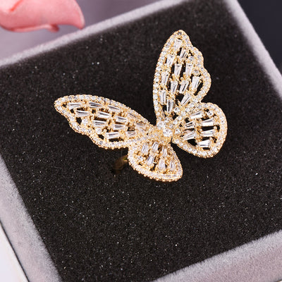 Sparkling Cubic Zirconia Butterfly Ring