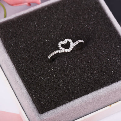 Wishbone Heart Engraved Sterling Silver Ring