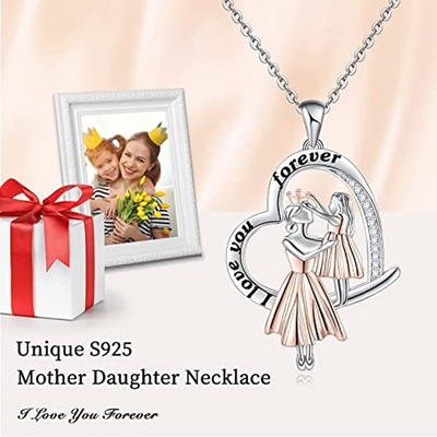Mom and Daughter Lover Necklace Sterling Silver