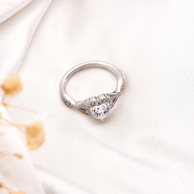 Heart Clear Cubic Zirconia Halo Promise Ring