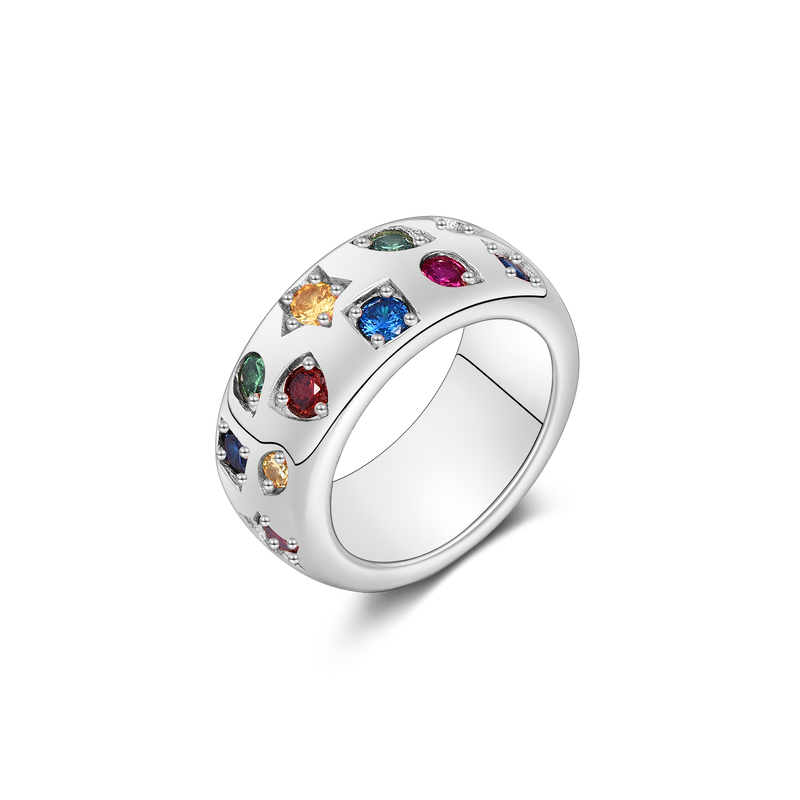 Colorful Stone Sterling Silver Ring
