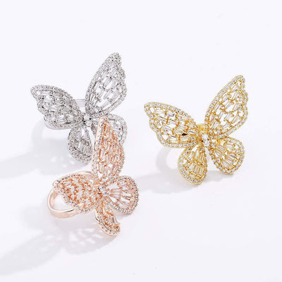 Sparkling Cubic Zirconia Butterfly Ring