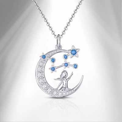 Zodiac Virgo 12 Constellation Birthstone Necklace Sterling Silver