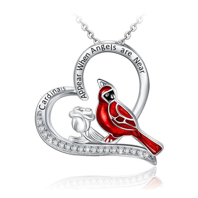 DISTANCE Cardinal Rose Heart Sterling Silver Necklace