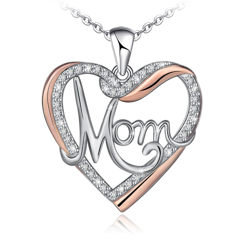 Mom Love Heart Sterling Silver Necklace