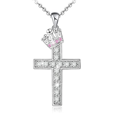 Crown Cross Sterling Silver Necklace
