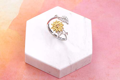 DISTANCE Sunflower Leaf Sterling Silver Open Ring