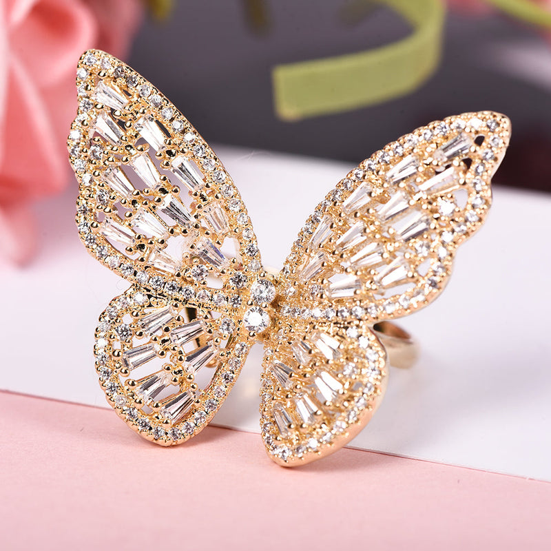 Sparkling Cubic Zirconia Butterfly Ring