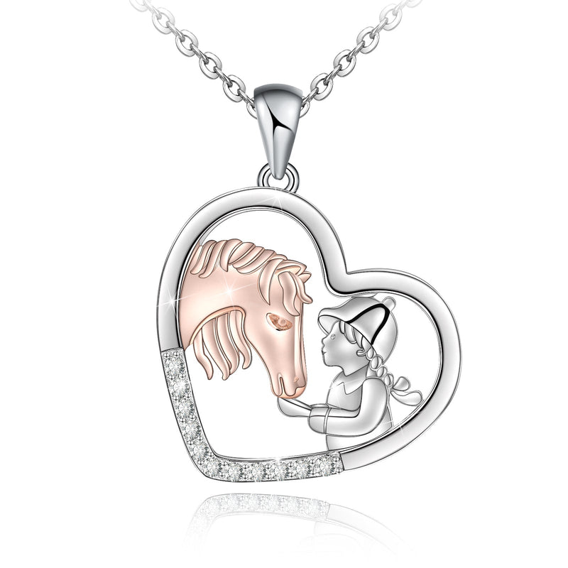 Horse And Girl Love Heart Sterling Silver Necklace