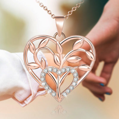 Tree Of Life Love Heart Sterling Silver Necklace