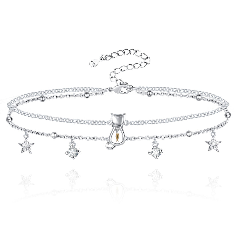 Cat Starfish Sterling Silver Anklet