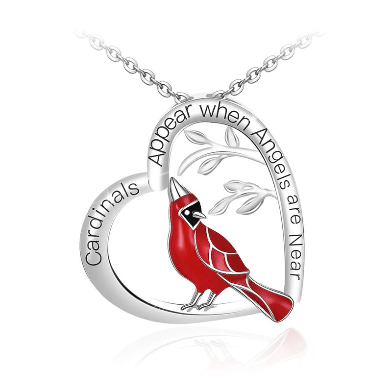 Cardinal Heart Sterling Silver Necklace