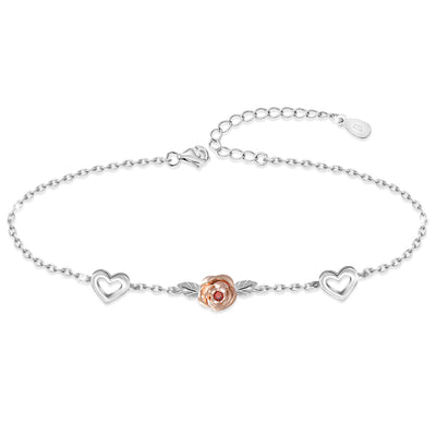 Rose Flower Sterling Silver Bracelet