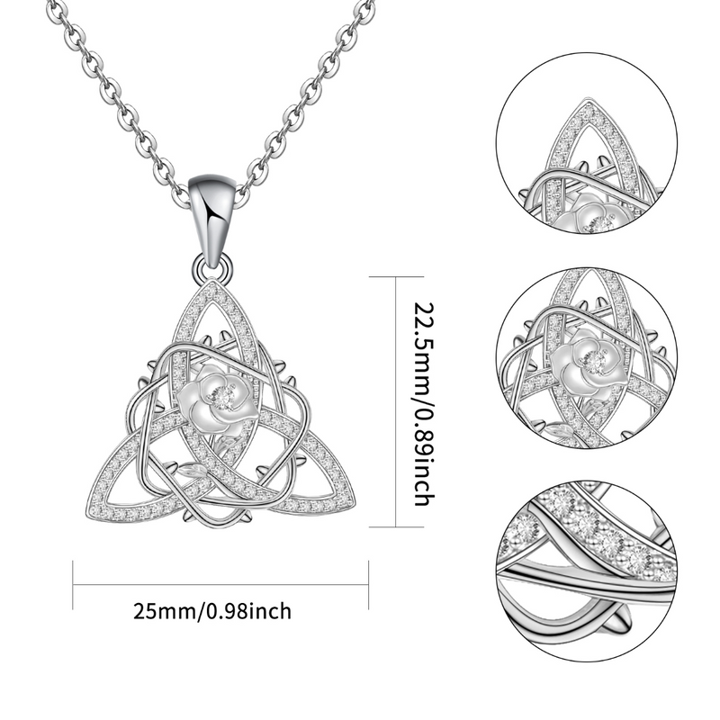 Celtic Elaborate Triquetra Necklace  Sterling Silver