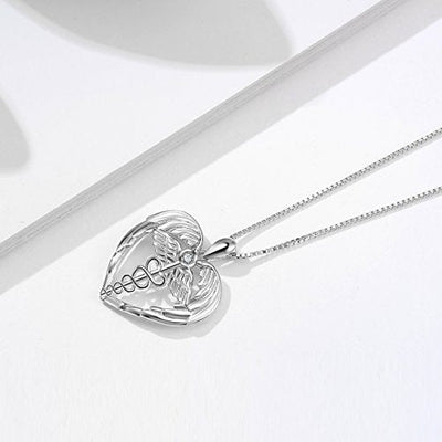 Caduceus Angel Nursing Themed Sterling Silver Necklace