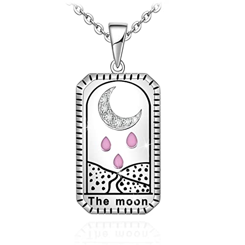 Tarot Card Moon Sterling Silver Necklace