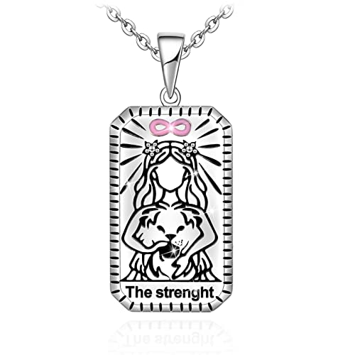 Tarot Card Strength Sterling Silver Necklace