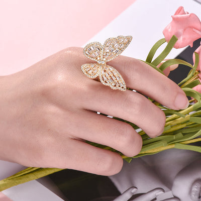 Sparkling Cubic Zirconia Butterfly Ring