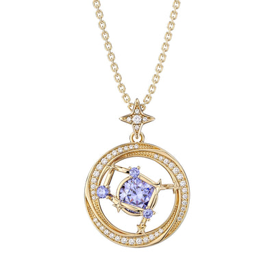 Gemini Constellation Zodiac 12 Horoscope Astrology CZ Necklace Sterling Silver