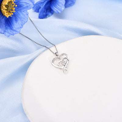 Double Heart Sterling Silver Necklace