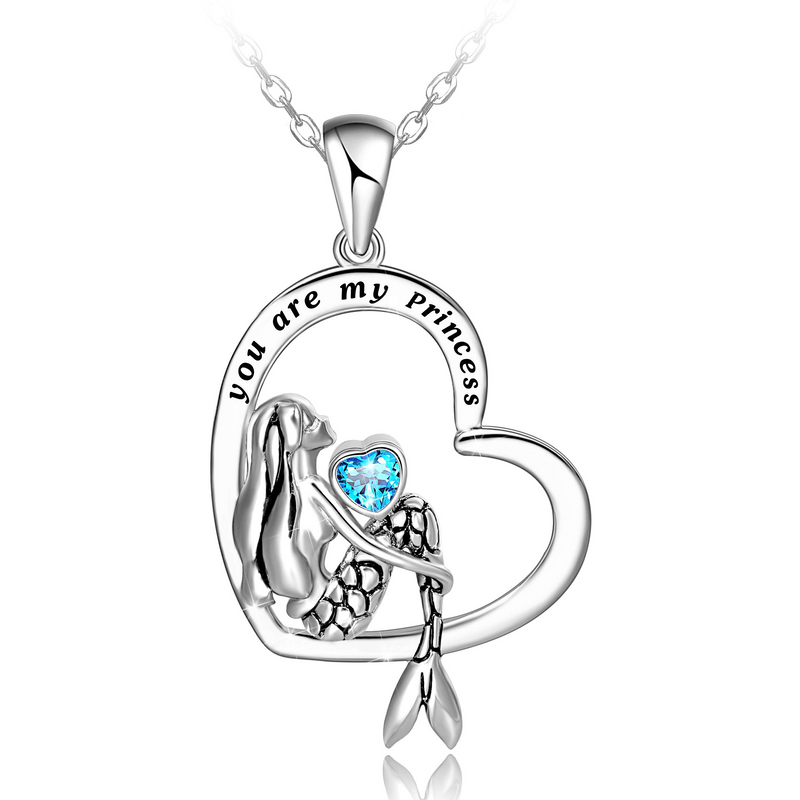 Mermaid Love Heart Sterling Silver Necklace