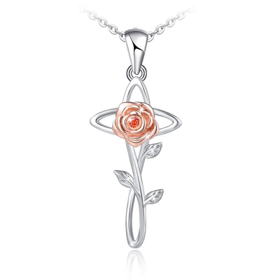 Rose Flower Sterling Silver Necklace