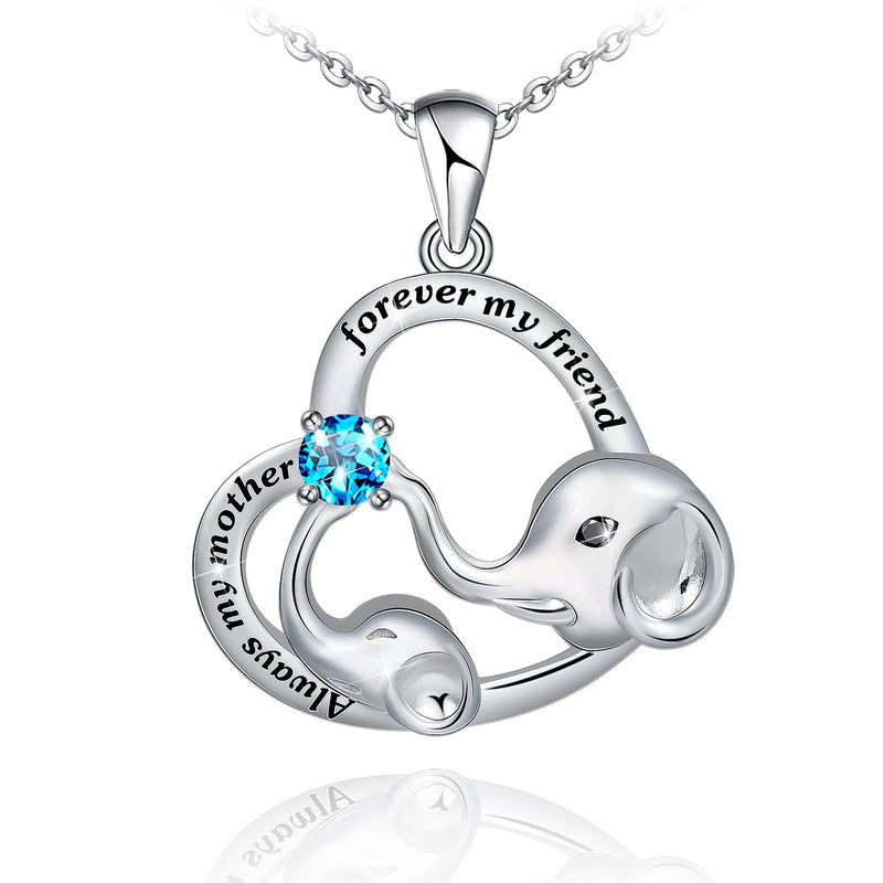 Mother and Child Elephant Sterling Silver Necklace