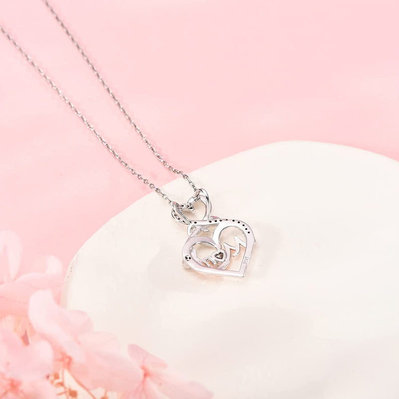 Mom Heart  Sterling Silver Necklace