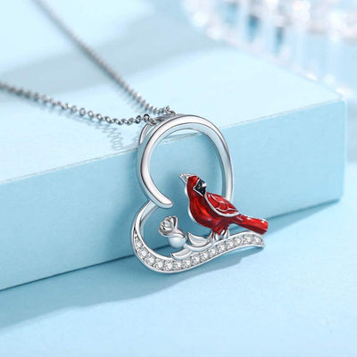 Cardinal Rose Heart Sterling Silver Necklace