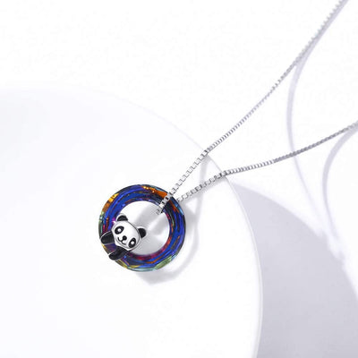 Panda with Crystal Sterling Silver Necklace